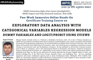 Participants List & Details: Exploratory Data Analysis with Categorical Variables Regression Models: Dummy Variables and Logit/Probit using Eviews – IMPRI Impact and Policy Research Institute Participants List & Details: Exploratory Data Analysis with Categorical Variables Regression Models: Dummy Variables and Logit/Probit using Eviews - IMPRI Impact and Policy Research Institute