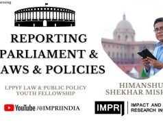 Video: Himanshu Shekhar | Reporting Parliament, & Laws & Policies | Special Lecture | LPPYF Law and Public Policy Youth Fellowship IMPRI – IMPRI Impact and Policy Research Institute Video: Himanshu Shekhar | Reporting Parliament, & Laws & Policies | Special Lecture | LPPYF Law and Public Policy Youth Fellowship IMPRI - IMPRI Impact and Policy Research Institute