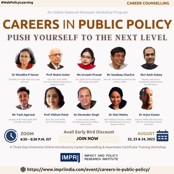 Participants List & Details: Careers In Public Policy – IMPRI Impact And Policy Research Institute Careers in Public Policy Panelist Poster Banner
